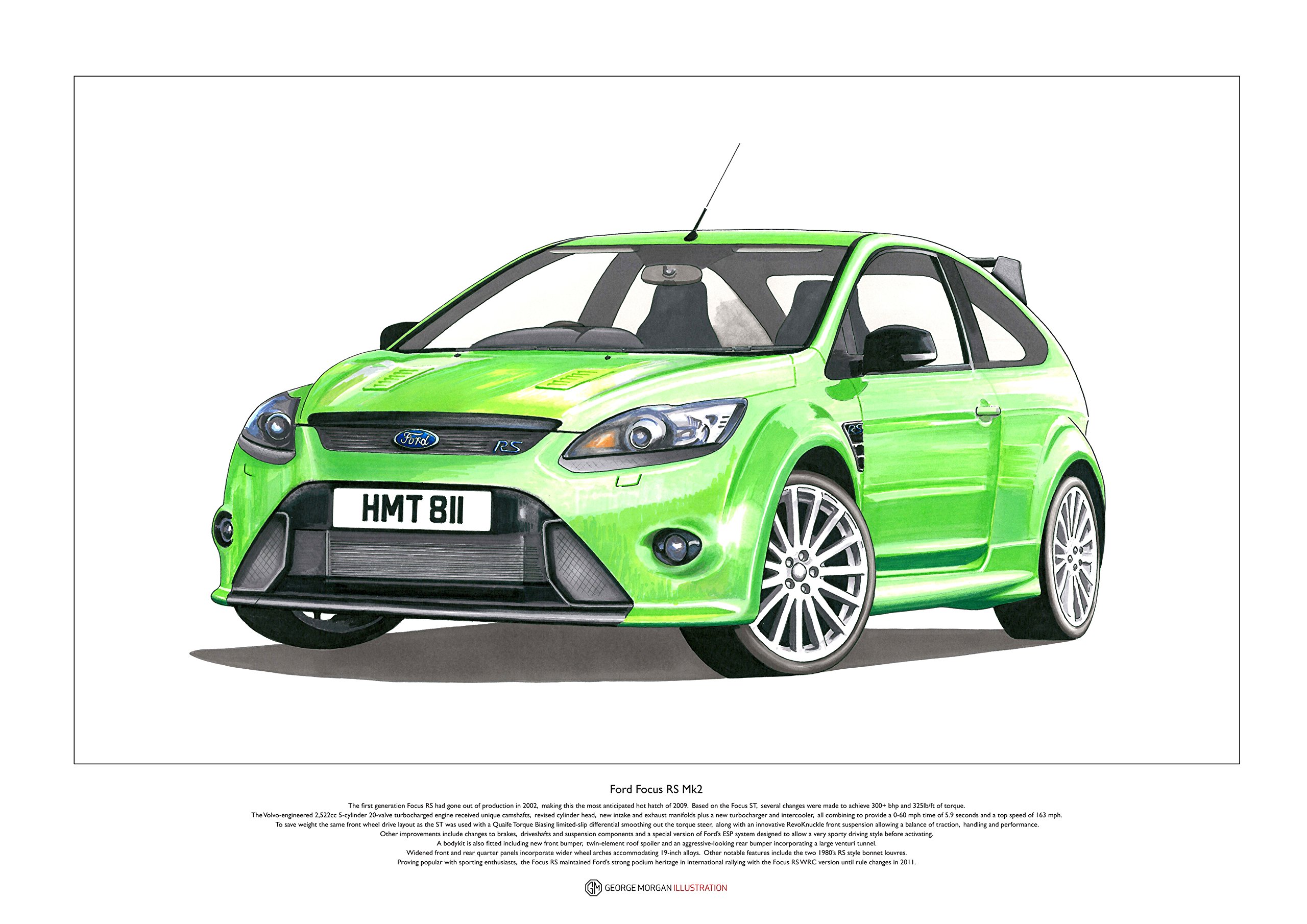 George Morgan Illustration Ford Focus RS Mk2 - tamaño A2 del